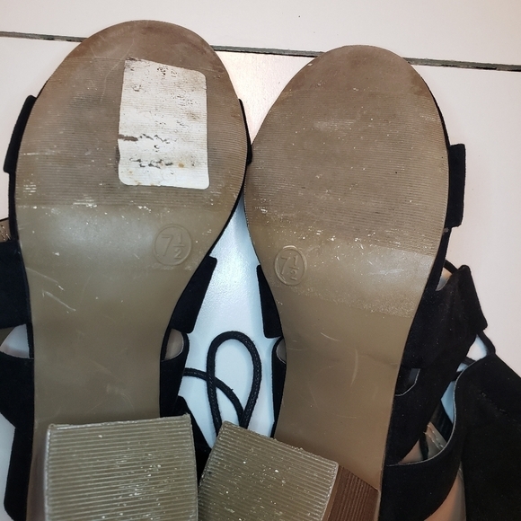 Merona Black Lace Up Open Toe Chunky Heels - Picture 10 of 10